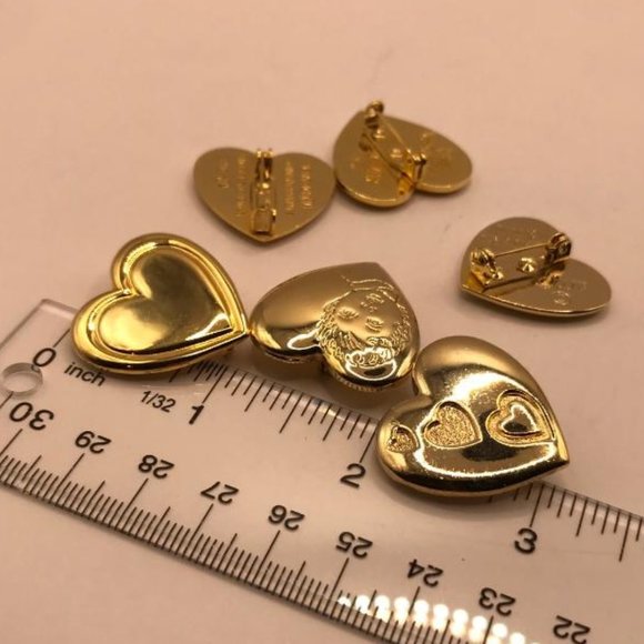 The Variety Club (6) Vintage Gold-Tone Heart Brooches - Picture 5 of 6